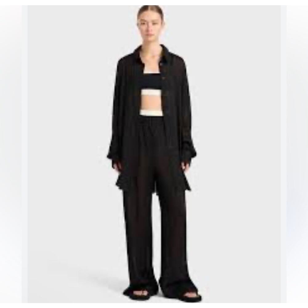 Bondi Born Cotton Black Button Down Size XL